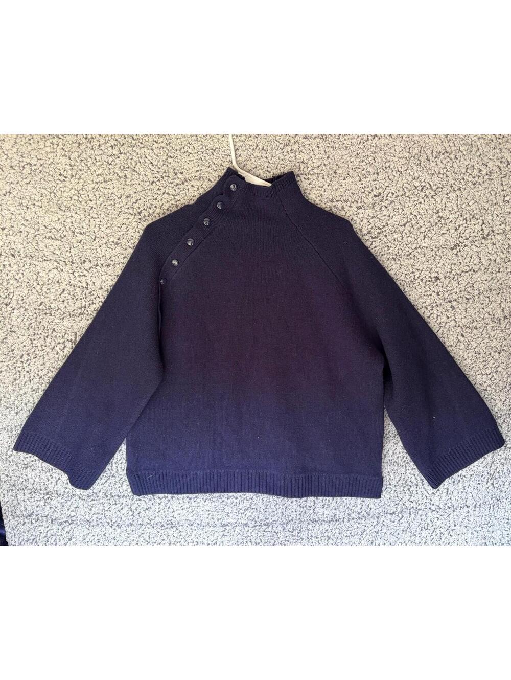 Women Zara Merino Wool Buttoned Sweater Size Small Navy NWT $129